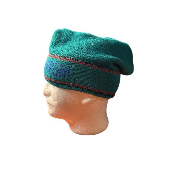 Vintage 80s Attitash Mountain Ski Hat Winter Beanie Turquoise Blue Knit - Picture 3 of 8